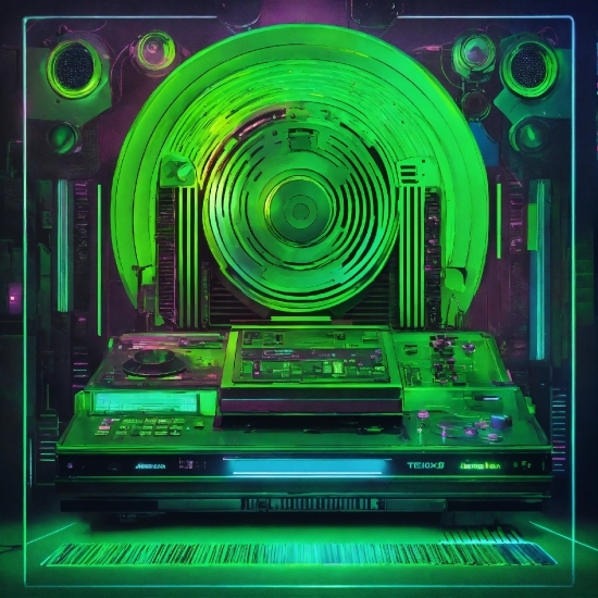 Green, Light, Electronic Instrument, Audio Equipment, Font, Entertainment