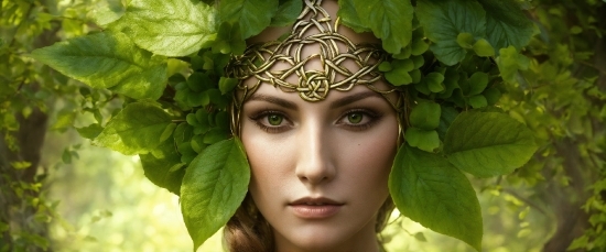 Green, Nature, Eyelash, People In Nature, Leaf Vegetable, Headgear
