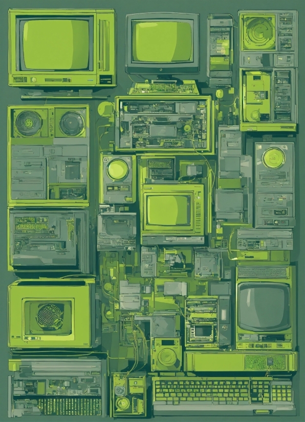 Green, Rectangle, Parallel, Font, Technology, Pattern