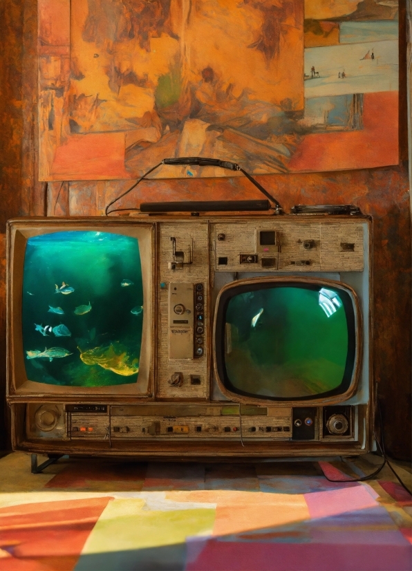 Green, Television, Wood, Home Appliance, Television Set, Wall
