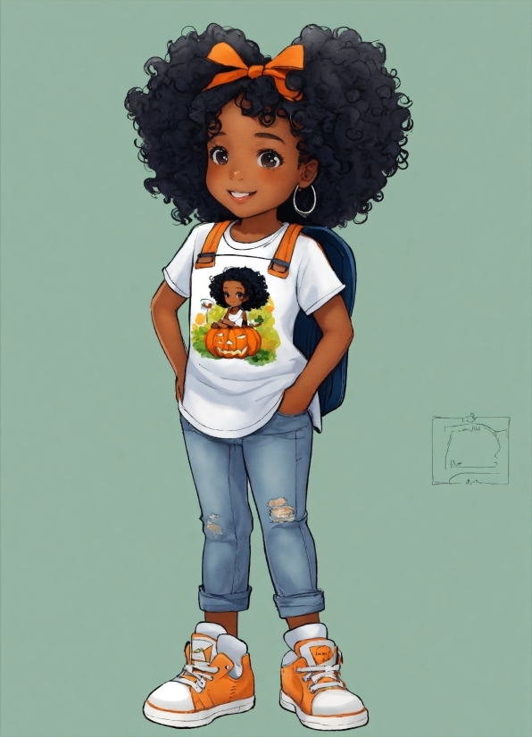 Hair, Head, Afro, Cartoon, Sleeve, Gesture