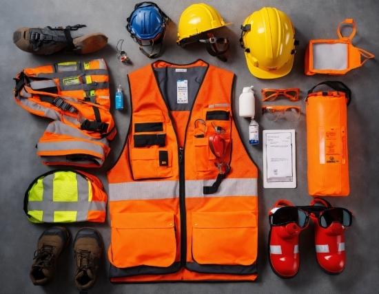 High-visibility Clothing, Workwear, Helmet, Hard Hat, Orange, Sleeve