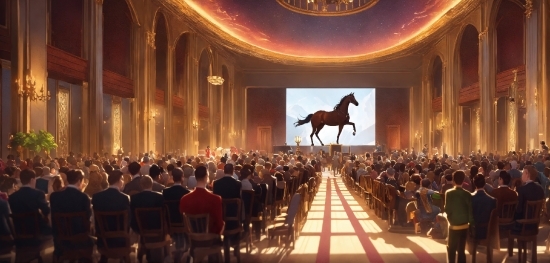 Horse, Light, Lighting, Building, Entertainment, Crowd