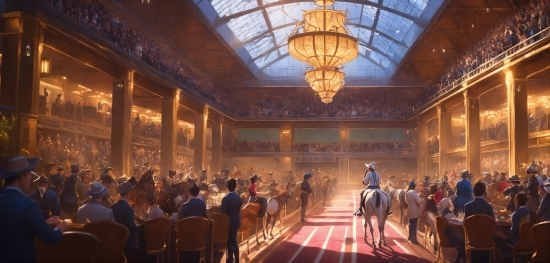 Horse, Lighting, Building, Interior Design, Hall, Entertainment