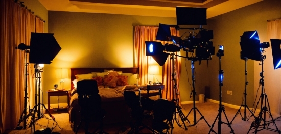 Interior Design, Tripod, Lamp, Audio Equipment, Film Studio, Living Room