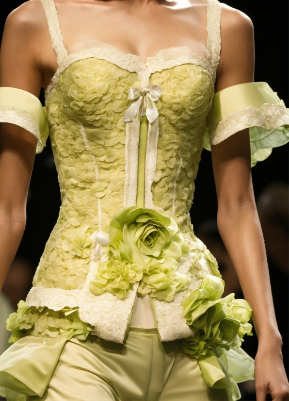 Joint, Shoulder, Green, One-piece Garment, Dress, White