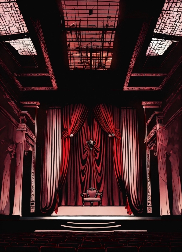Lemon Illustration Vector, Stage Is Empty, Theater Curtain, Red, Symmetry, Tints And Shades