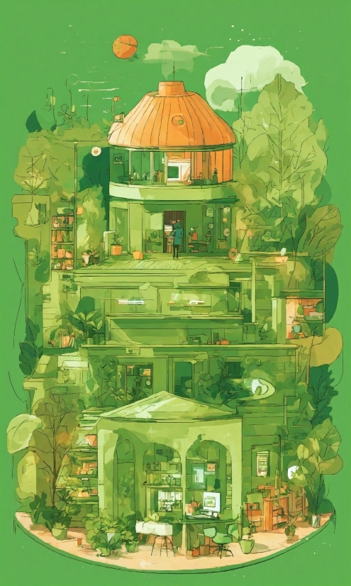 Levi Ackerman Wallpaper, Green, Building, Biome, Art, House