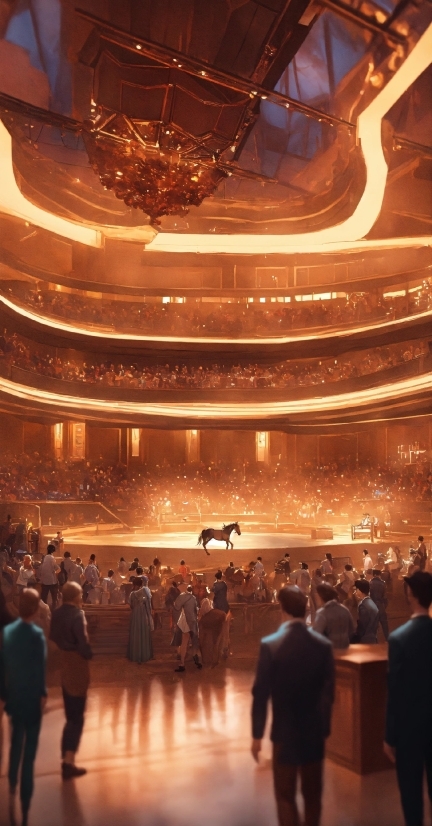 Light, Building, Horse, Entertainment, Crowd, Art