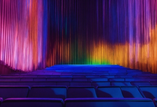 Light, Purple, Blue, Stage Is Empty, Red, Theater Curtain