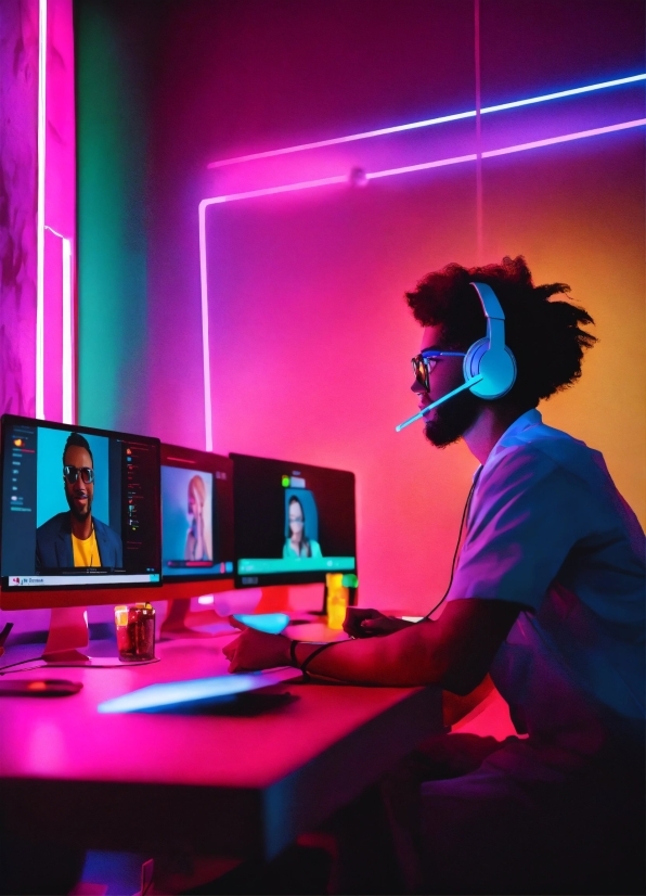 Light, Purple, Table, Computer, Entertainment, Visual Effect Lighting