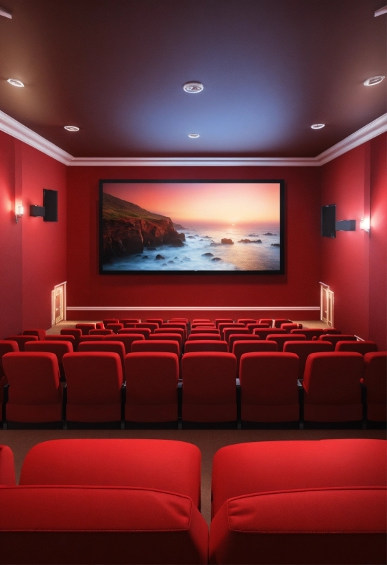 Lighting, Entertainment, Interior Design, Movie Theater, Building, Projector Accessory