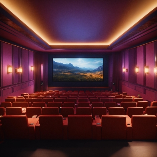 Lighting, Interior Design, Hall, Movie Theater, Projector Accessory, Entertainment