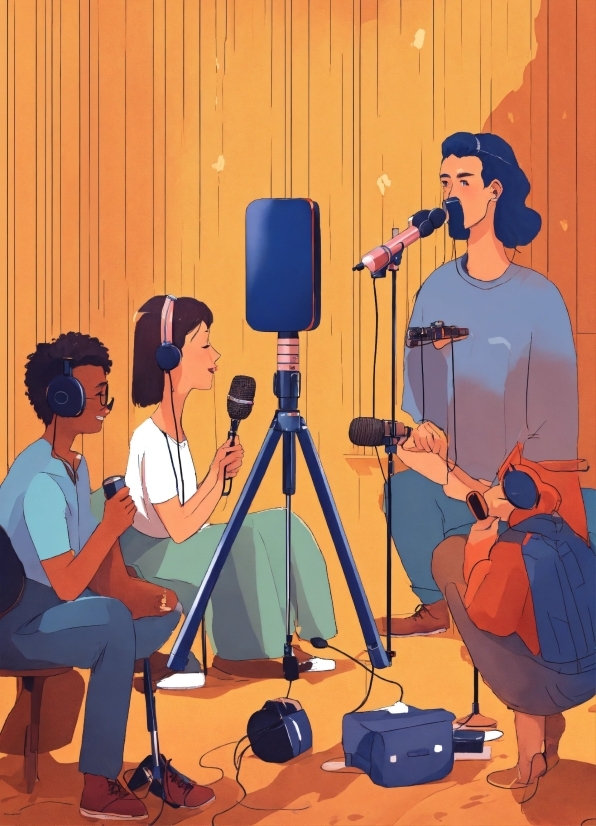 Microphone, Band Plays, Cartoon, Musical Instrument, Public Address System, Musician