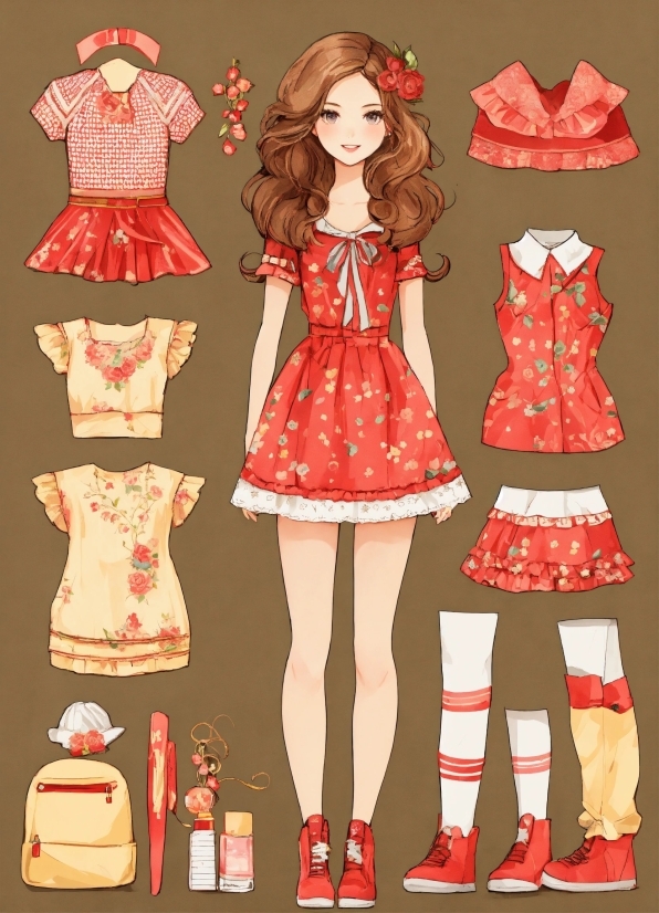 One-piece Garment, Doll, Dress, Sleeve, Toy, Waist
