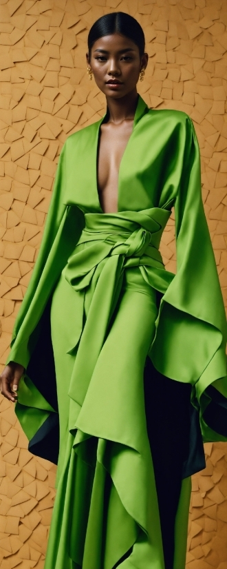 One-piece Garment, Green, Neck, Sleeve, Day Dress, Dress