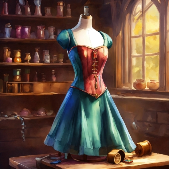 One-piece Garment, Shoulder, Dress, Window, Sleeve, Gown
