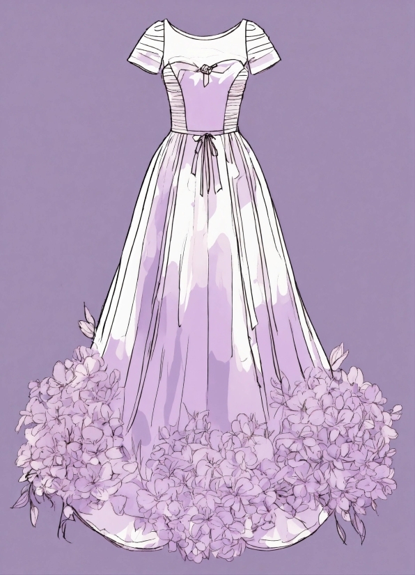One-piece Garment, White, Purple, Sleeve, Day Dress, Violet