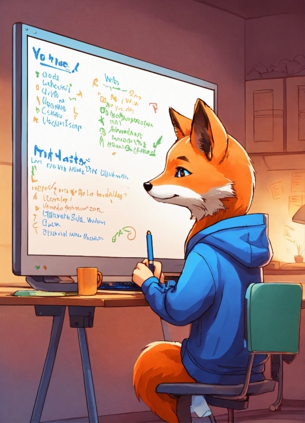 Orange, Cartoon, Handwriting, Chair, Illustration, Whiteboard