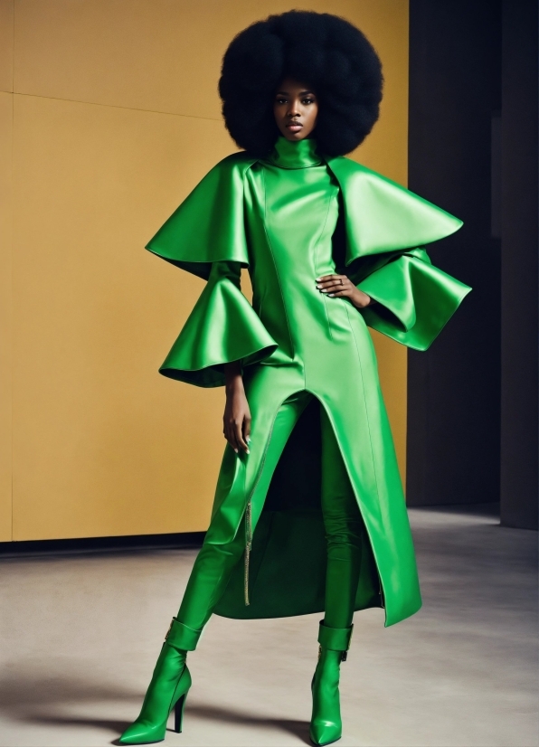 Outerwear, Green, Sleeve, Headgear, Fashion Design, Formal Wear