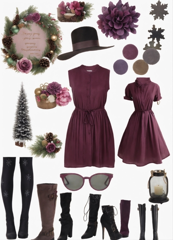 Outerwear, White, One-piece Garment, Hat, Dress, Purple