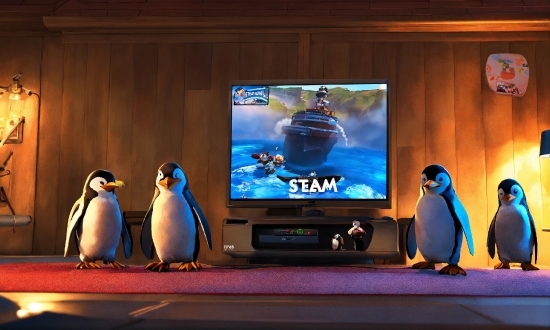 Penguin, Bird, World, Entertainment, Stage, Flat Panel Display