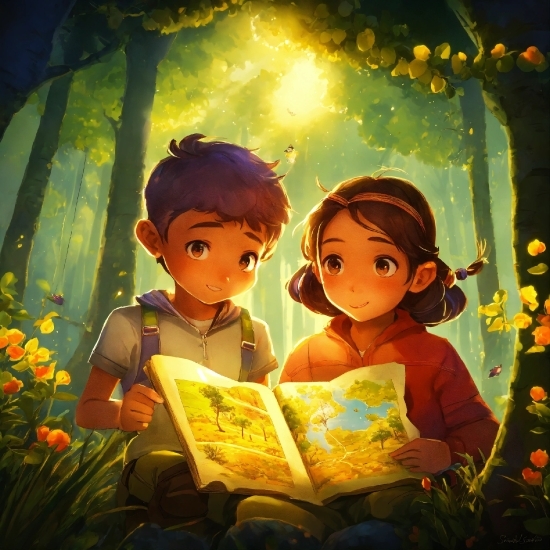 People In Nature, World, Plant, Happy, Cartoon, Book