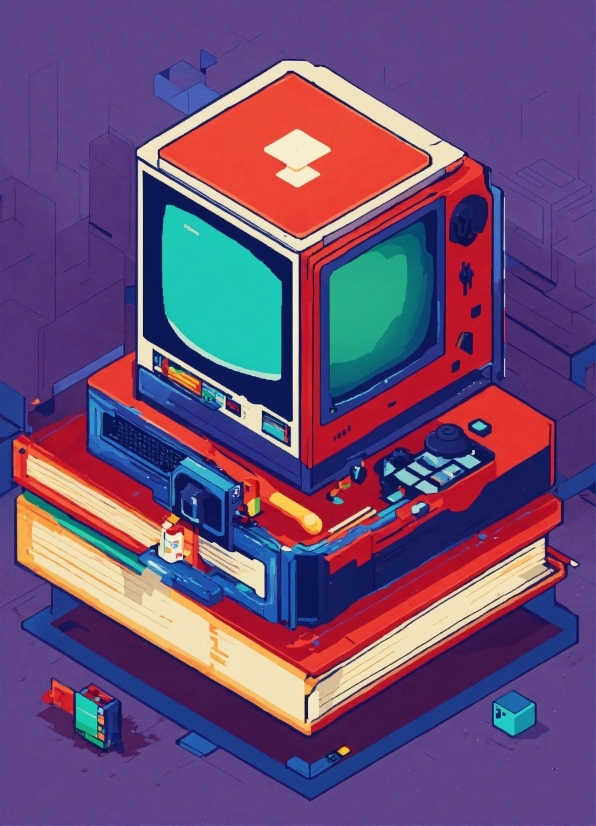Personal Computer, Cartoon, Font, Red, Gadget, Output Device