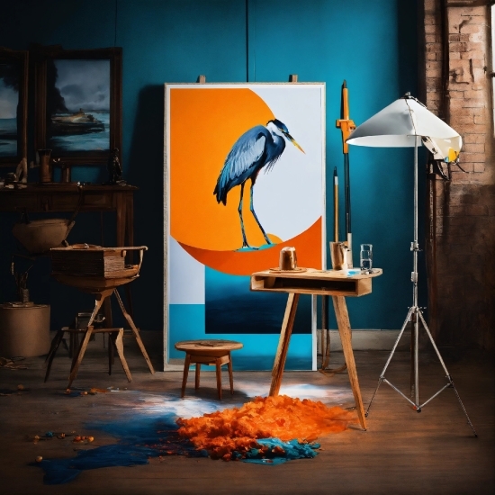 Picture Frame, Table, Furniture, Bird, Wood, Art