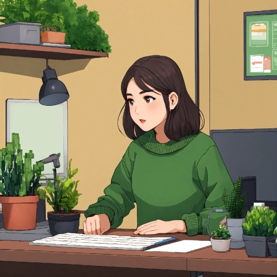 Plant, Green, Flowerpot, Cartoon, Houseplant, Organism