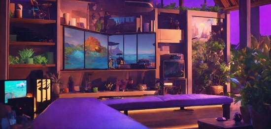 Plant, Purple, Lighting, Building, Entertainment, Leisure