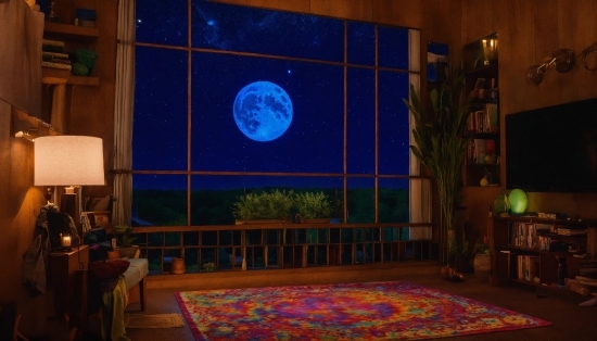 Property, Moon, Window, Plant, Interior Design, Purple