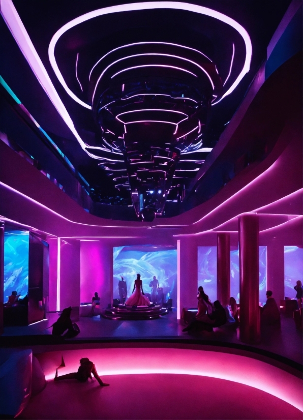 Purple, Interior Design, Architecture, Building, Entertainment, Decoration