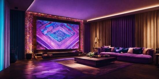 Purple, Interior Design, Couch, Curtain, Theater Curtain, Real Estate