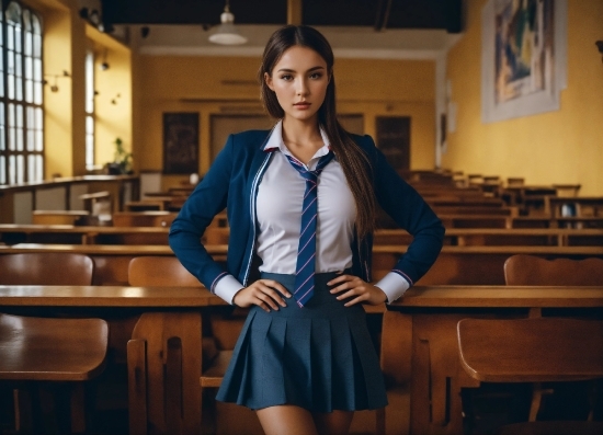 School Uniform, Dress Shirt, Sleeve, Flash Photography, Window, Collar