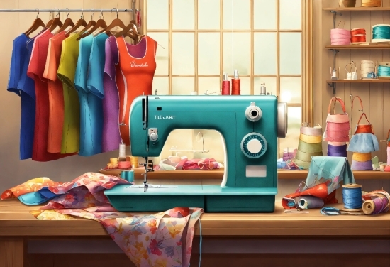 Sewing Machine Feet, Sewing Machine, Shelf, Azure, Sewing, Textile