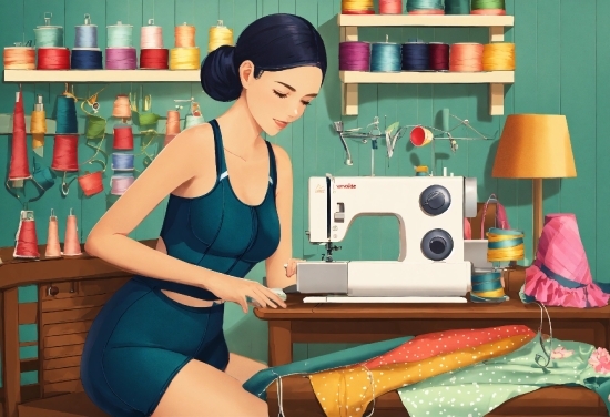 Sewing Machine, Green, Sewing, Home Appliance, Creative Arts, Fashion Design