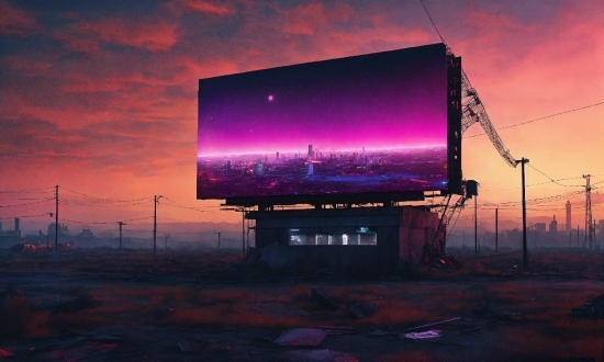 Sky, Atmosphere, Purple, Billboard, Cloud, Street Light