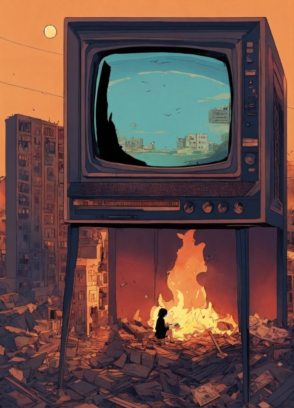Sky, Television Set, Wood, Fire, Gas, Tints And Shades