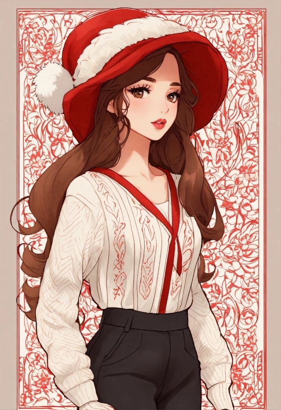 Sleeve, Rectangle, Hat, Red, Art, Illustration