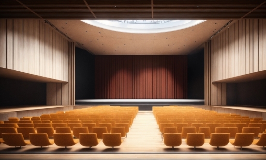 Stage Is Empty, Light, Chair, Interior Design, Line, Hall