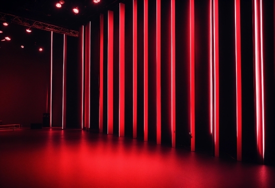 Stage Is Empty, Theater Curtain, Entertainment, Red, Magenta, Tints And Shades