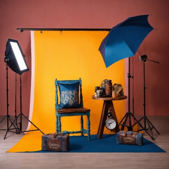 Table, Building, Orange, Umbrella, Shade, Lamp