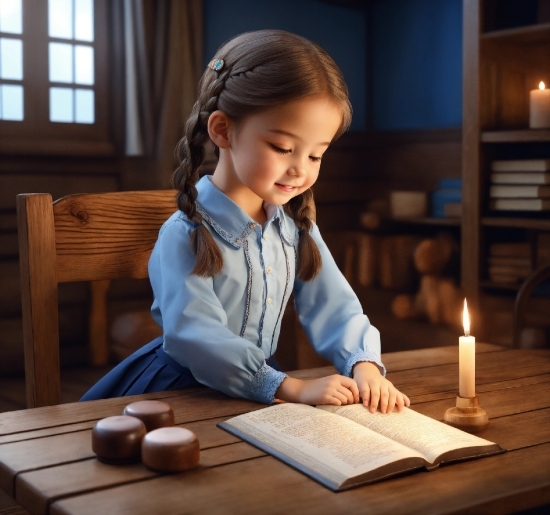 Table, Window, Smile, Candle, Wood, Writing Implement