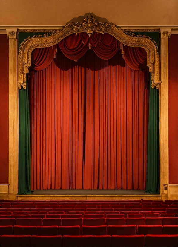 Theater Curtain, Property, Stage Is Empty, Textile, Interior Design, Wood