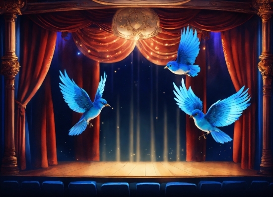 Theater Curtain, Purple, Azure, Blue, Textile, Curtain