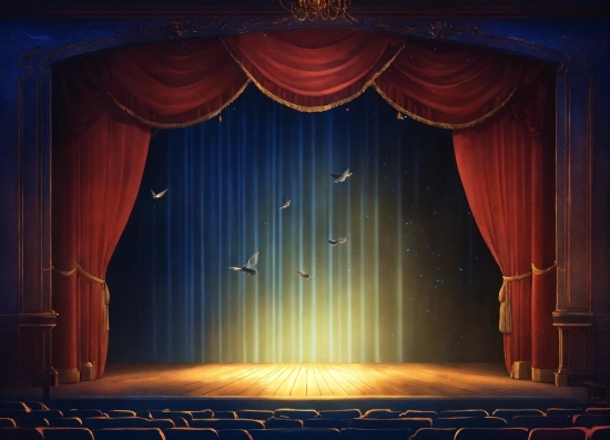 Theater Curtain, Stage Is Empty, Curtain, Entertainment, Performing Arts, Music Venue