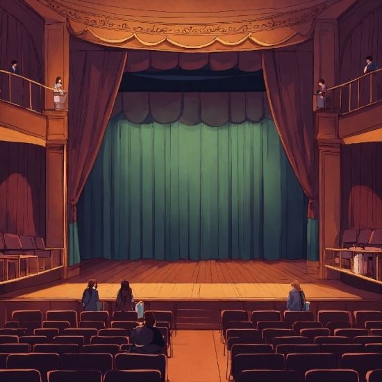 Theater Curtain, Stage Is Empty, Entertainment, Curtain, Textile, Interior Design