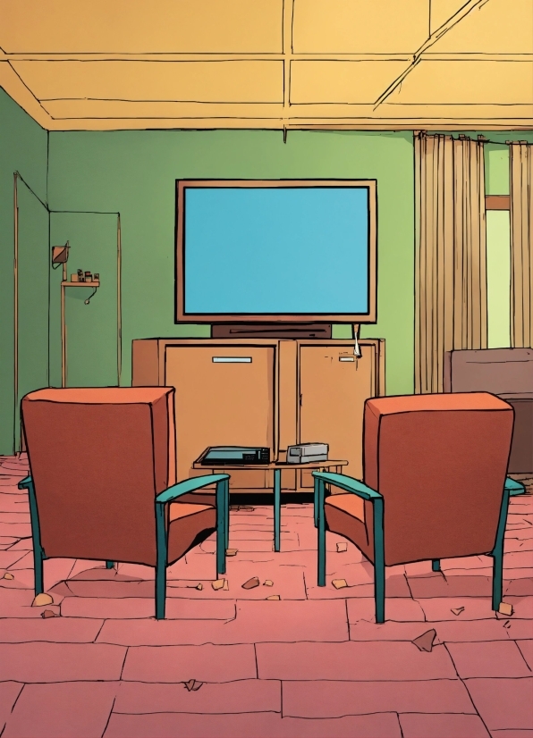 Vector City Illustration, Furniture, Property, Chair, Orange, Interior Design