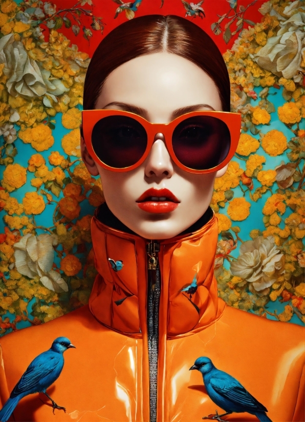 Vision Care, Eyewear, Orange, Bird, Beauty, Electric Blue